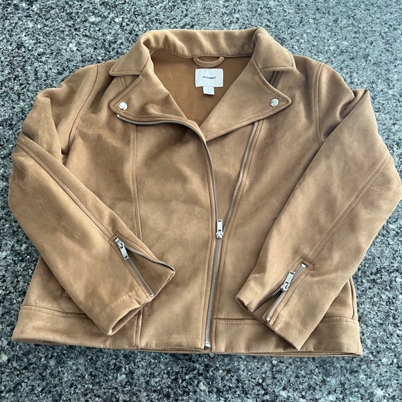 Old Navy Jackets & Blazers - Camel Colored Faux Suede Moto Style Jacket - Sz Large